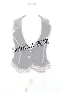 axes femme / 裾刺繍ベスト  黒 Y-25-12-17-048-AX-TO-SZ-ZY