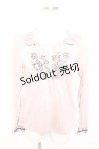 axes femme / 薔薇柄フロッキー使いプルオーバー  ピンク Y-25-12-17-050-AX-TO-SZ-ZY