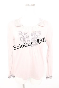 画像1: axes femme / 薔薇柄フロッキー使いプルオーバー  ピンク Y-25-12-17-050-AX-TO-SZ-ZY