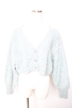 画像1: axes femme POETIQUE / ラメ入りメランジニットカーディガン M グリーン Y-25-12-17-053-AX-TO-SZ-ZY