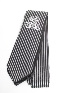 ALGONQUINS / ロゴ刺繍入りネクタイ  黒×白 Y-25-12-17-009-AL-ZA-SZ-ZY