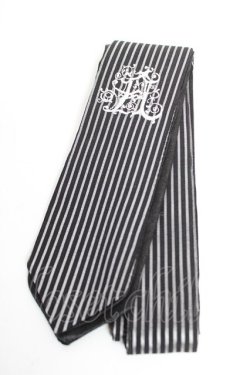 画像1: ALGONQUINS / ロゴ刺繍入りネクタイ  黒×白 Y-25-12-17-009-AL-ZA-SZ-ZY