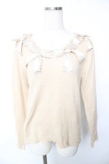 axes femme / リボンデザインニットプルオーバー  生成り Y-25-12-17-059-AX-TO-SZ-ZY