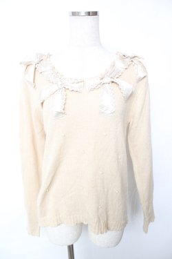 画像1: axes femme / リボンデザインニットプルオーバー  生成り Y-25-12-17-059-AX-TO-SZ-ZY