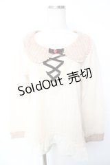 axes femme / ベロアリボン使い襟付きニットトップス  生成り Y-25-12-17-060-AX-TO-SZ-ZY