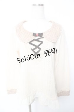 画像1: axes femme / ベロアリボン使い襟付きニットトップス  生成り Y-25-12-17-060-AX-TO-SZ-ZY