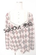axes femme / アーガイル柄レースニットプルオーバー M アワピンク Y-25-12-17-061-AX-TO-SZ-ZY