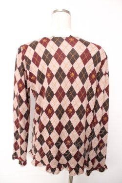 画像2: axes femme / アーガイル柄レースニットプルオーバー M アワピンク Y-25-12-17-061-AX-TO-SZ-ZY