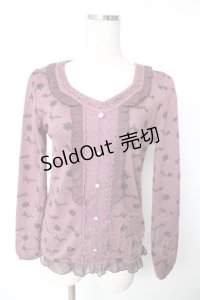 axes femme / ローズ柄ニットカットソー  ピンク Y-25-12-17-062-AX-TO-SZ-ZY