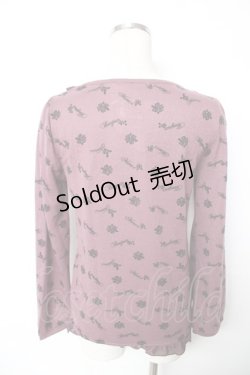 画像2: axes femme / ローズ柄ニットカットソー  ピンク Y-25-12-17-062-AX-TO-SZ-ZY