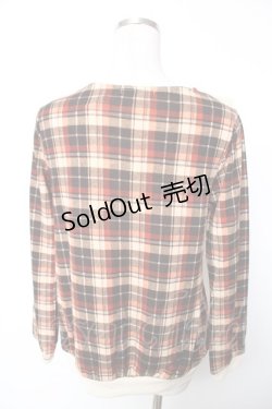 画像2: axes femme / 襟リボンデザインチェックニットソー  ブラウン Y-25-12-17-064-AX-TO-SZ-ZY