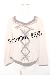 axes femme / パッチワークアーガイルプルオーバー  ピンク Y-25-12-17-065-AX-TO-SZ-ZY