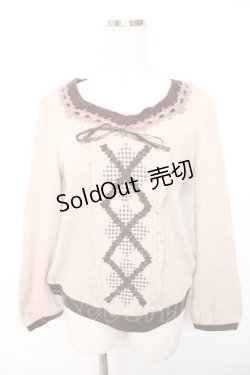 画像1: axes femme / パッチワークアーガイルプルオーバー  ピンク Y-25-12-17-065-AX-TO-SZ-ZY