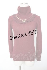 axes femme / ネックレス付ハイネックリブニット  ワイン Y-25-12-17-066-AX-TO-SZ-ZY