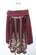 axes femme / 襟ファーニットチュニ  ワイン Y-25-12-17-067-AX-OP-SZ-ZY