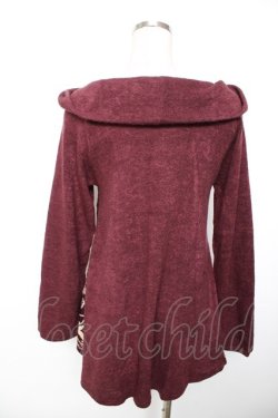 画像2: axes femme / 襟ファーニットチュニ  ワイン Y-25-12-17-067-AX-OP-SZ-ZY