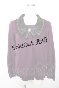 axes femme / ブローチ付きバイカラープルオーバー  パープル Y-25-12-17-068-AX-TO-SZ-ZY