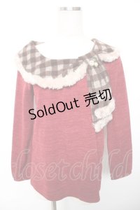 axes femme / チェックリボン襟デザインニット  ワイン Y-25-12-17-069-AX-TO-SZ-ZY