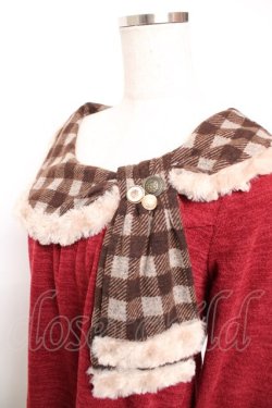 画像3: axes femme / チェックリボン襟デザインニット  ワイン Y-25-12-17-069-AX-TO-SZ-ZY