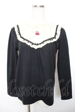 画像1: axes femme / 胸元モチーフブロッキングプルオーバー  黒 Y-25-12-17-071-AX-TO-SZ-ZY