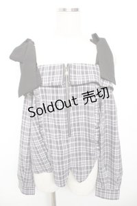 axes femme / チェックオフショルリボンプルオーバー F 黒 Y-25-12-17-073-AX-TO-SZ-ZY