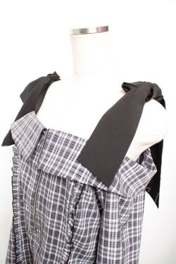 画像3: axes femme / チェックオフショルリボンプルオーバー F 黒 Y-25-12-17-073-AX-TO-SZ-ZY