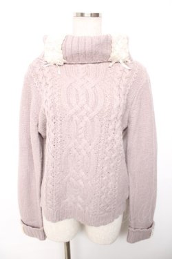 画像1: axes femme / レースアップタートルプルオーバー  ラベンダー Y-25-12-17-075-AX-TO-SZ-ZY