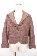 axes femme / レース使いニットジャケット  ブラウン Y-25-12-17-076-AX-JA-SZ-ZY