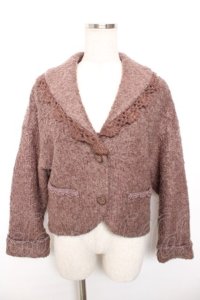 axes femme / レース使いニットジャケット  ブラウン Y-25-12-17-076-AX-JA-SZ-ZY