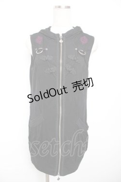 画像1: Ozz oneste / チャイナ風ノースリーブパーカー  黒 Y-25-12-17-079-OO-TO-SZ-ZS