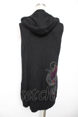 画像2: Ozz oneste / チャイナ風ノースリーブパーカー  黒 Y-25-12-17-079-OO-TO-SZ-ZY