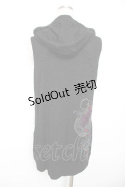 画像2: Ozz oneste / チャイナ風ノースリーブパーカー  黒 Y-25-12-17-079-OO-TO-SZ-ZS