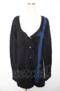 PUTUMAYO / クロスシャギーニットカーディガン  黒×青 Y-25-12-17-081-PT-TO-SZ-ZY