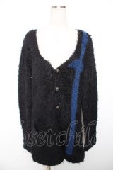 PUTUMAYO / クロスシャギーニットカーディガン  黒×青 Y-25-12-17-081-PT-TO-SZ-ZY