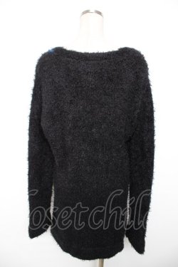 画像2: PUTUMAYO / クロスシャギーニットカーディガン  黒×青 Y-25-12-17-081-PT-TO-SZ-ZY