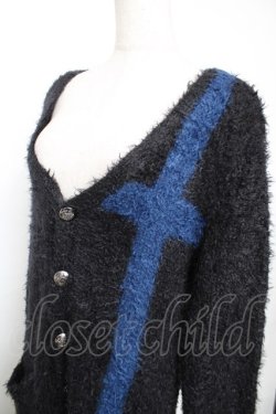 画像3: PUTUMAYO / クロスシャギーニットカーディガン  黒×青 Y-25-12-17-081-PT-TO-SZ-ZY