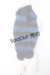 PUTUMAYO / ポンポンモールマフラー  黒×青 Y-25-12-17-012-PT-ZA-SZ-ZY