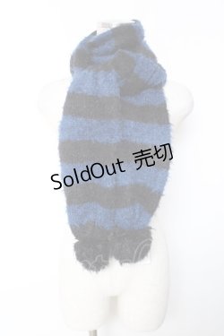 画像1: PUTUMAYO / ポンポンモールマフラー  黒×青 Y-25-12-17-012-PT-ZA-SZ-ZY