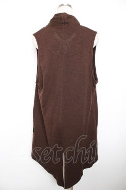 画像2: Ozz Croce / プリント入りフリルニットカーディガン  ブラウン Y-25-12-17-086-OO-TO-SZ-ZY