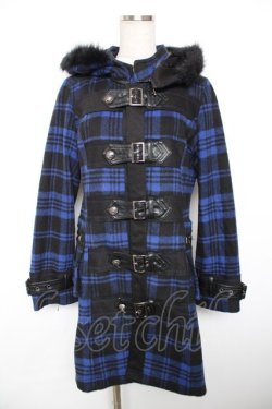 画像1: ALGONQUINS / ベルトデザインダッフルコート 1 黒×青 Y-25-12-17-087-AL-CO-SZ-ZY