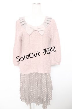 画像1: axes femme / 3つリボン切替ワンピース  ピンク Y-25-12-17-090-AX-OP-SZ-ZS