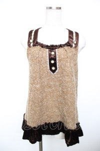 axes femme / ベロア使いノースリチュニック  ブラウン Y-25-12-17-091-AX-TO-SZ-ZY