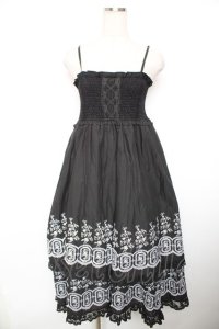 axes femme / 段々刺繍2ｗAYロングスカート M 黒 Y-25-12-17-096-AX-SK-SZ-ZY