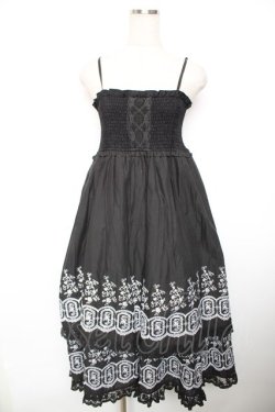 画像1: axes femme / 段々刺繍2ｗAYロングスカート M 黒 Y-25-12-17-096-AX-SK-SZ-ZY