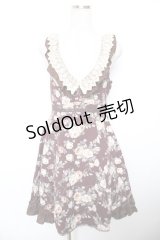 axes femme / 総バラ柄Backリボンワンピース  ワイン Y-25-12-17-097-AX-OP-SZ-ZY