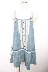 axes femme / 薔薇レース使いジャンパースカート  ブルー Y-25-12-17-098-AX-OP-SZ-ZY