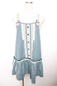 axes femme / 薔薇レース使いジャンパースカート  ブルー Y-25-12-17-098-AX-OP-SZ-ZY