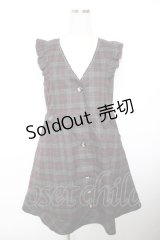 axes femme / チェック柄リボンジャンドレ  黒 Y-25-12-17-102-AX-OP-SZ-ZY