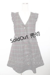 axes femme / チェック柄リボンジャンドレ  黒 Y-25-12-17-102-AX-OP-SZ-ZY