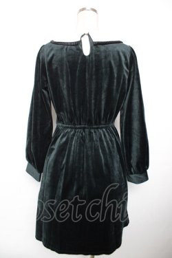 画像2: axes femme POETIQUE / ポケット刺繍ベロアワンピース M グリーン３ Y-25-12-17-107-AX-OP-SZ-ZY